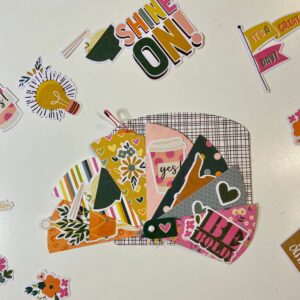 memorydex: piccole carte con stampe e scritte colorate e sticker colorati e simpatici