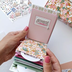 mini album con bustina rosa con scritta genial