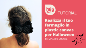 Fermaglio &#8220;pipistrello&#8221; per Halloween in plastic canvas