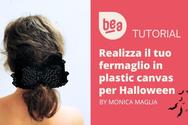 Fermaglio &#8220;pipistrello&#8221; per Halloween in plastic canvas