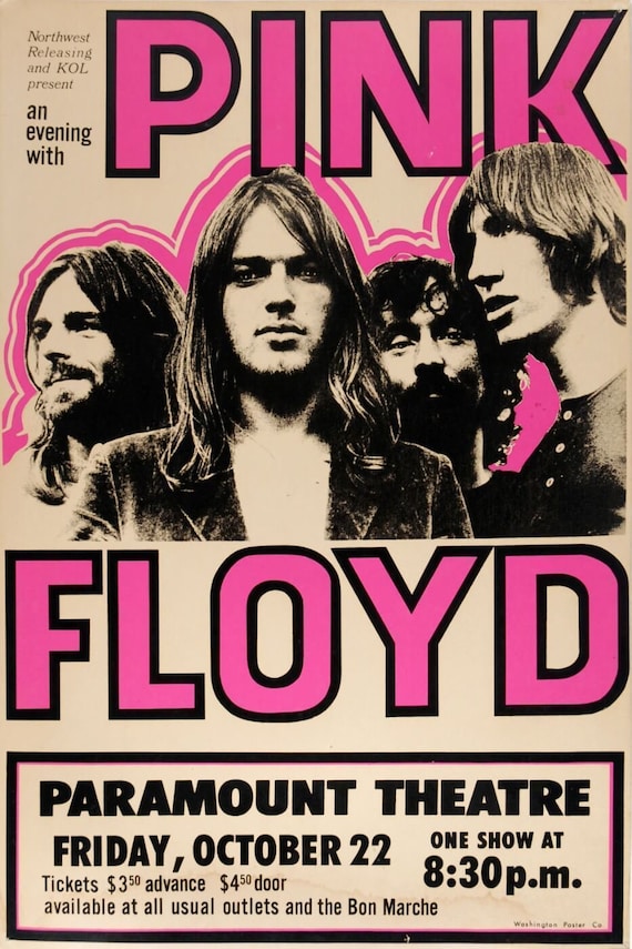 poster vintage dei Pink Floyd per il loro concerto 