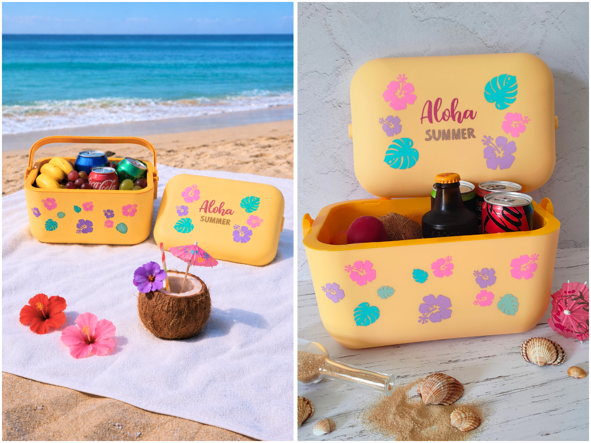 mini borsa frigo gialla con fiori colorati per un addio al nubilato