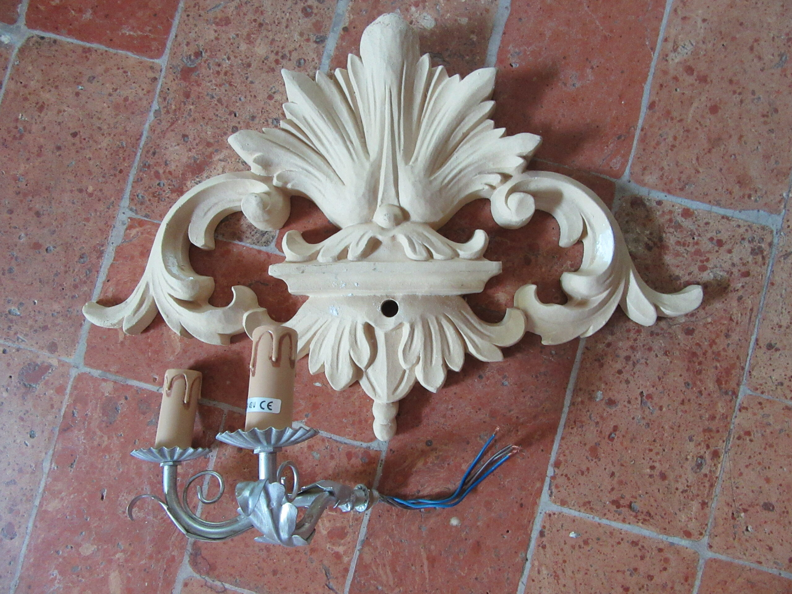 lampadario fregio in legno grezzo