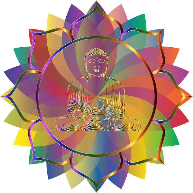 Mandala colorato con al centro Buddha