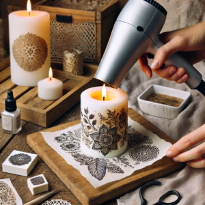 Decorazione di una candela semplice con timbri scrapbooking Decorazione di una candela semplice con timbri scrapbooking