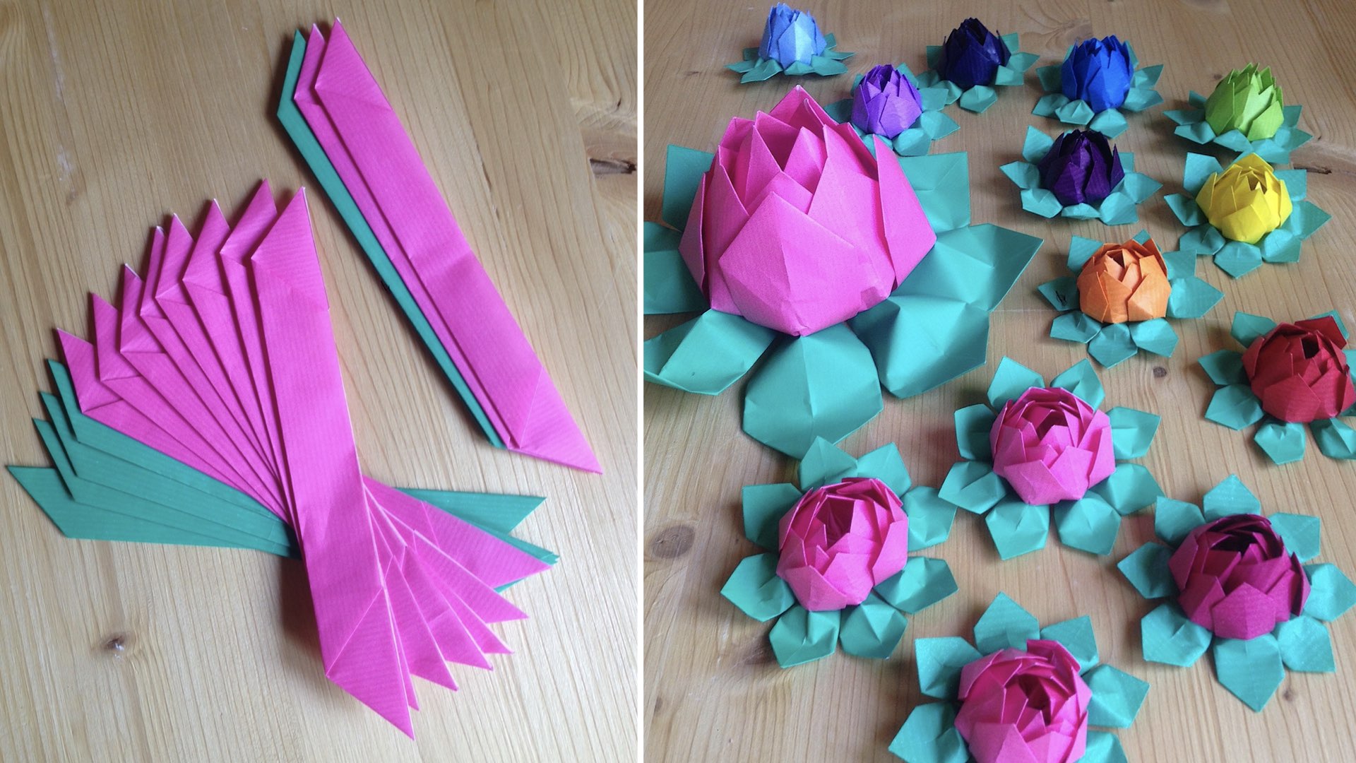 origami fiori di loto con carta colorata