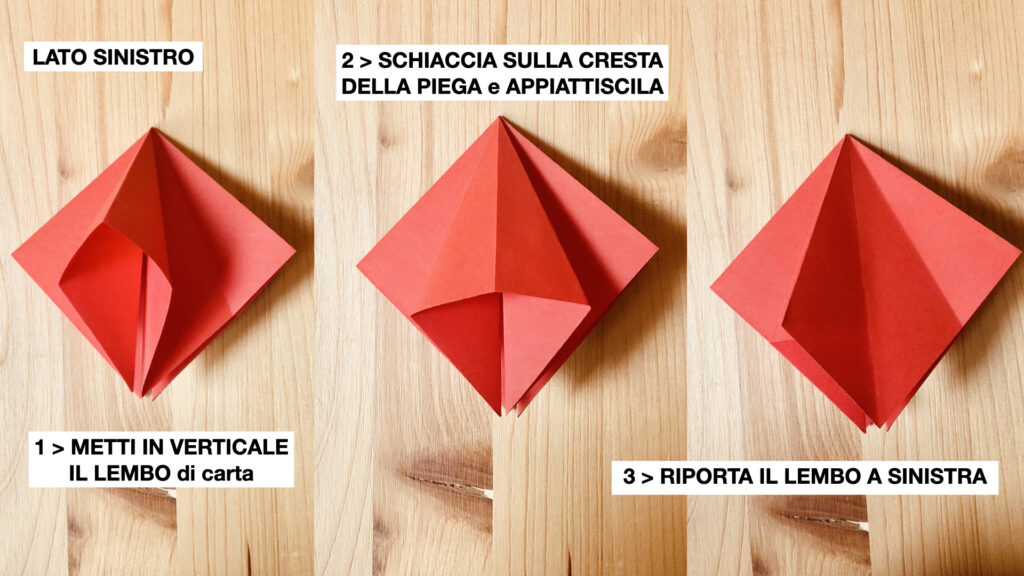 piano da lavoro con origami per decorazioni in carta di Natale