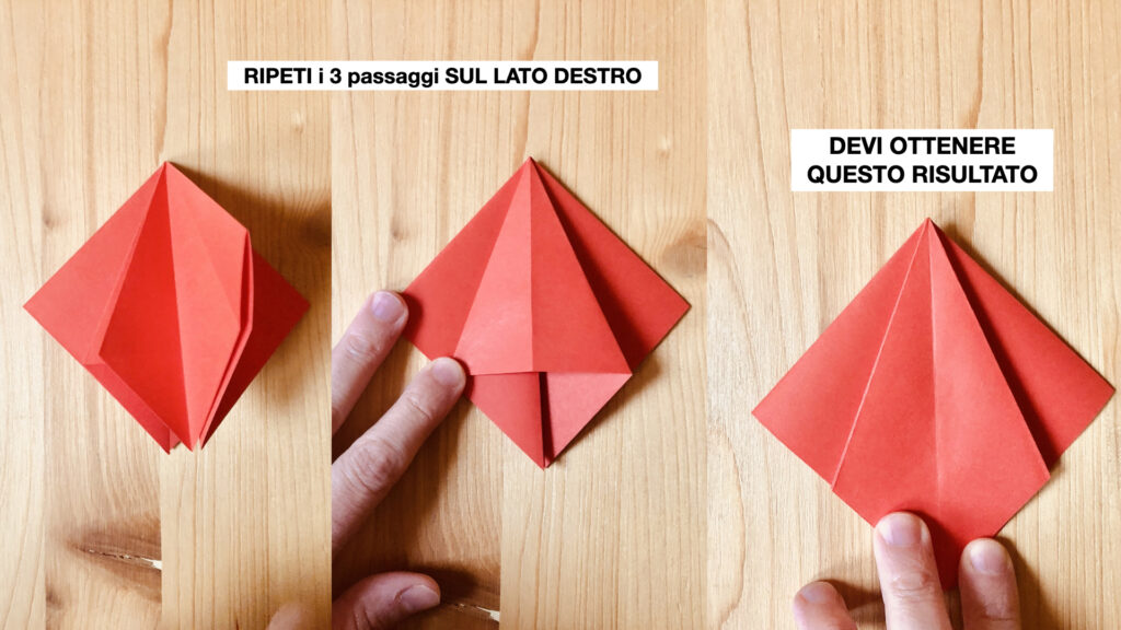 piano da lavoro con origami per decorazioni natalizie